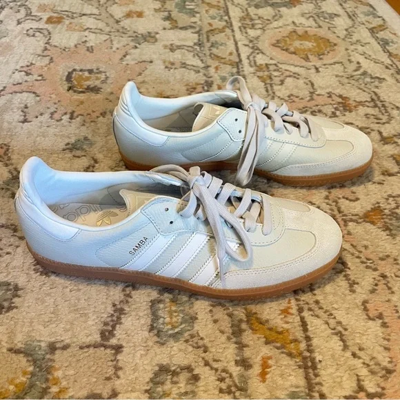 Adidas Samba OG sneakers in Aluminium / Chalk White / Wonder Beige - Picture 4 of 11